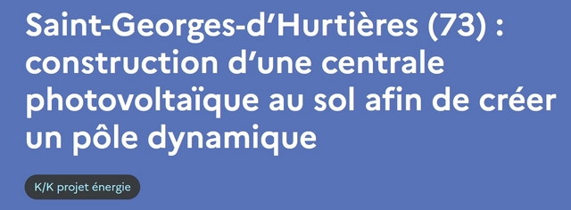 Lire la suite à propos de l’article Saint-Georges-d’Hurtières (73) : construction d’une centrale photovoltaïque au sol