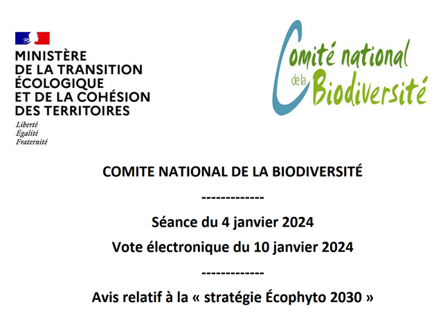 Lire la suite à propos de l’article COMITE NATIONAL DE LA BIODIVERSITÉ  – Avis relatif à la « stratégie Écophyto 2030 »   »