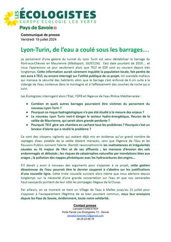 Lire la suite à propos de l’article Lyon – Turin : le méga projet de tunnel impacte l’eau de la montagne (màj du 26 juillet)