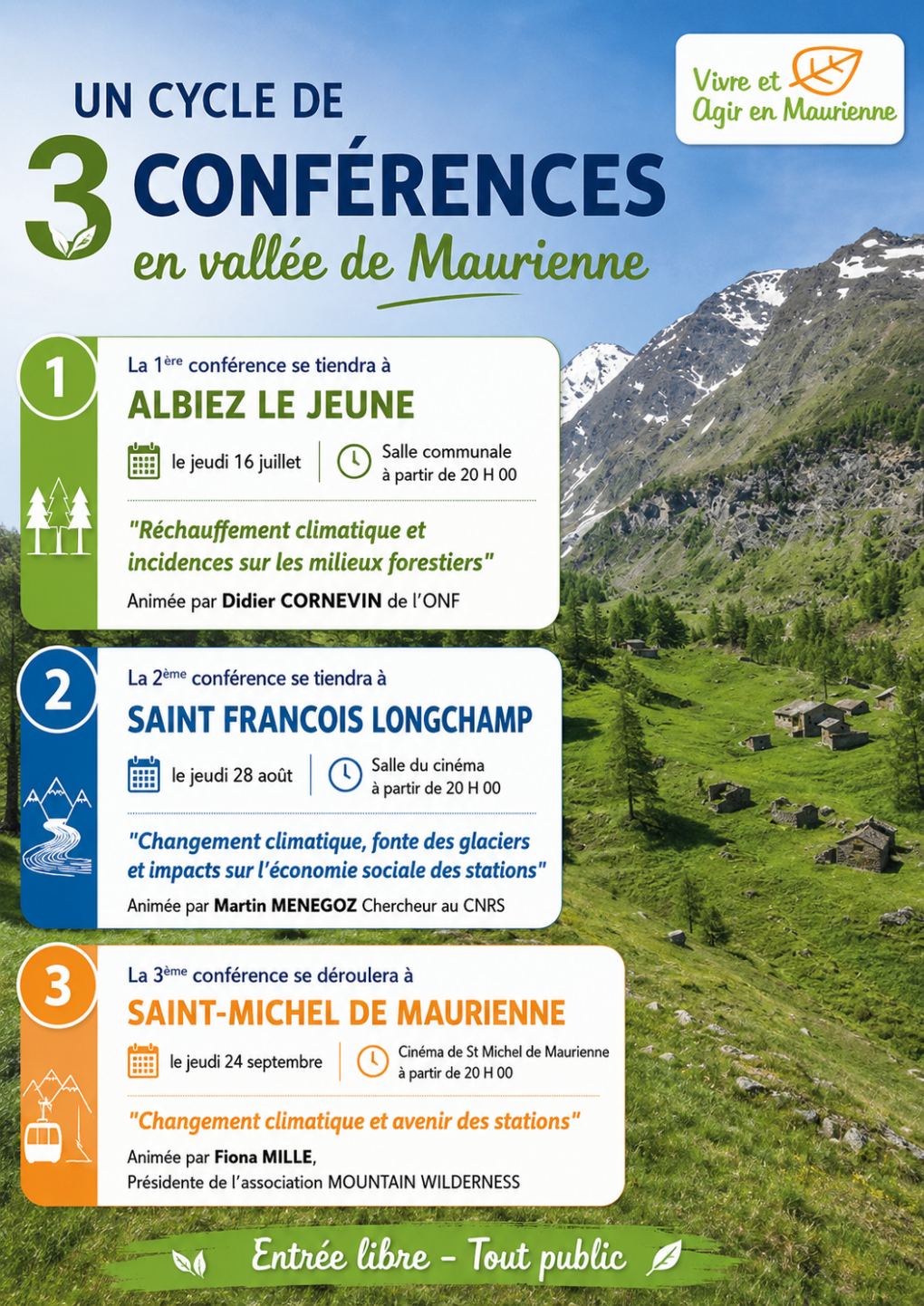 Lire la suite à propos de l’article Cycle de conférences organisées par Vivre & Agir en Maurienne
