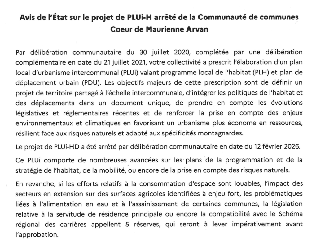 Lire la suite à propos de l’article PLUi-H CŒUR DE MAURIENNE ARVAN : L’ENVIRONNEMENT, UNE PRIORITÉ… SUR LE PAPIER – L&rsquo;analyse d&rsquo;Olivier